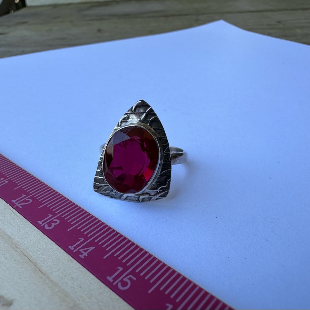 925 Silver and Ruby (?) Ring